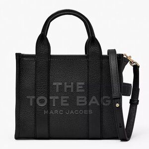 MARC JACOBS The Leather Small Tote With Crossbody Strap – Black